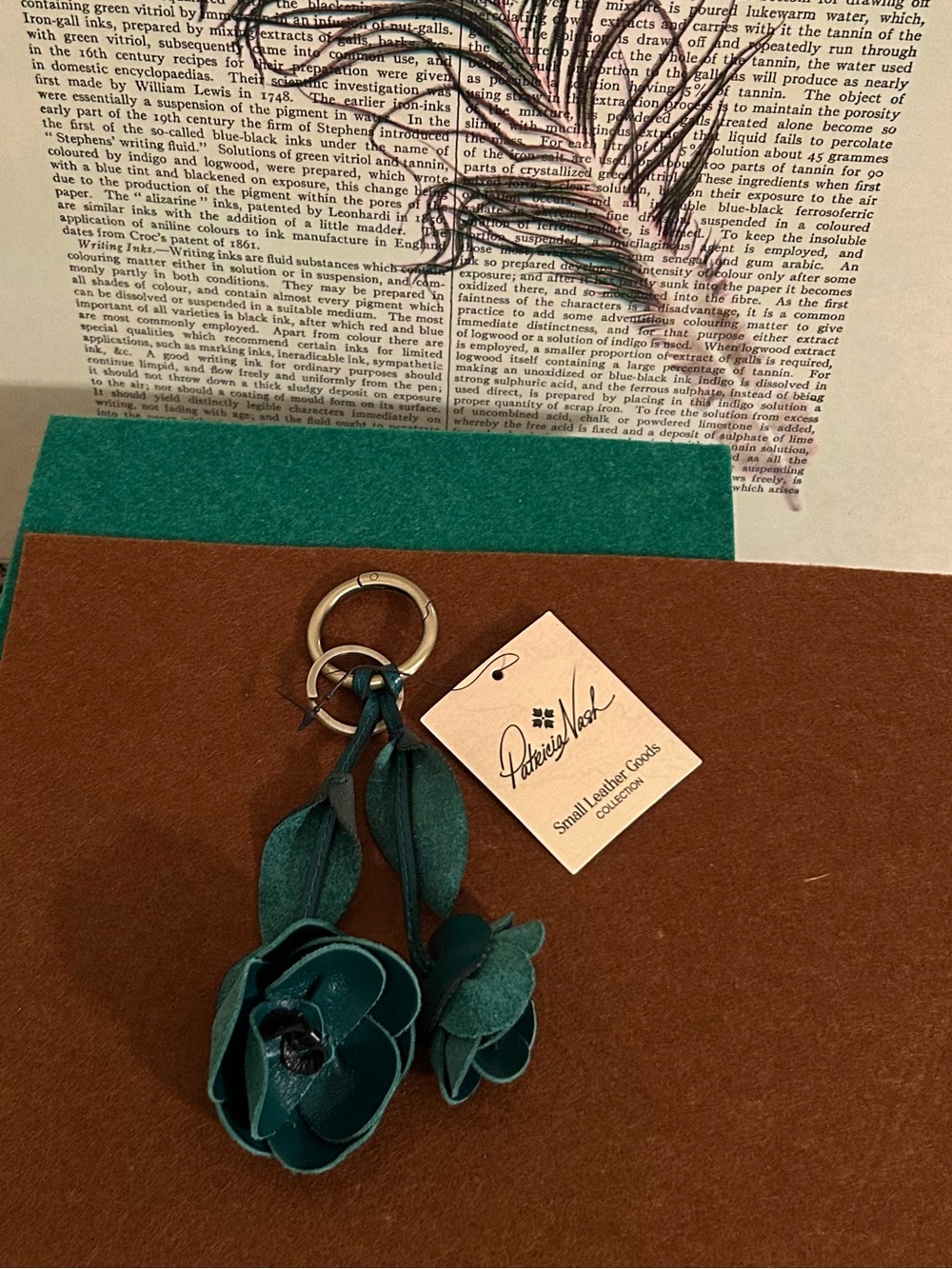 Patricia Nash (NWT) Authentic Leather Double Flower Key Holder or Bag Charm